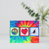 平和、愛、雪スキー ポストカード (スタンド正面)