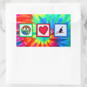 平和、愛、雪スキー 長方形シール (バッグ)