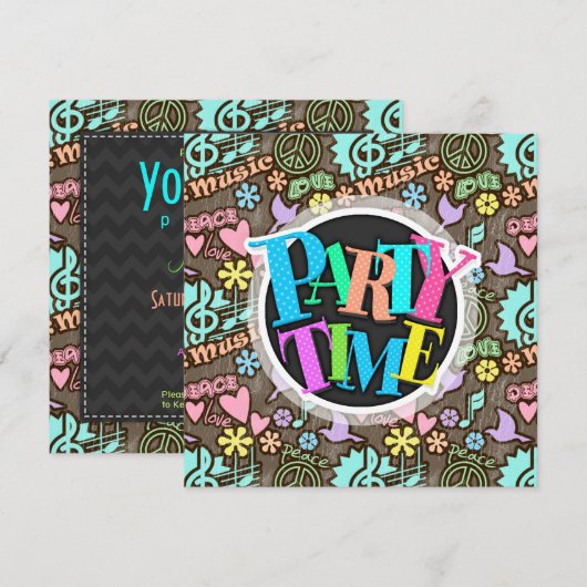 平和、愛、音楽 招待状 (正面/裏面)