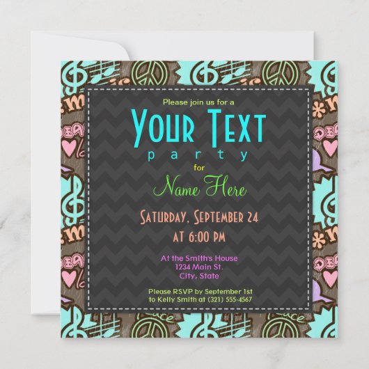 平和、愛、音楽 招待状 (裏面)