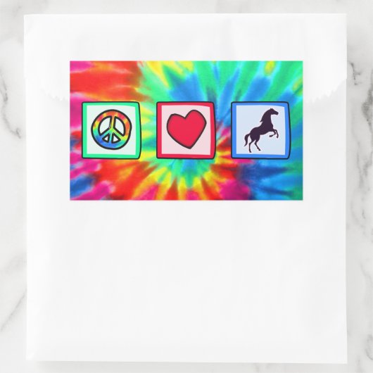 平和、愛、馬 長方形シール (バッグ)