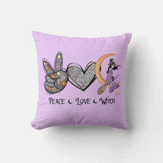 平和、愛、魔女 クッション (正面)