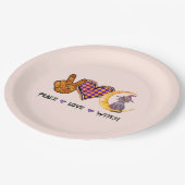 平和、愛、魔女 ペーパープレート (アングル)