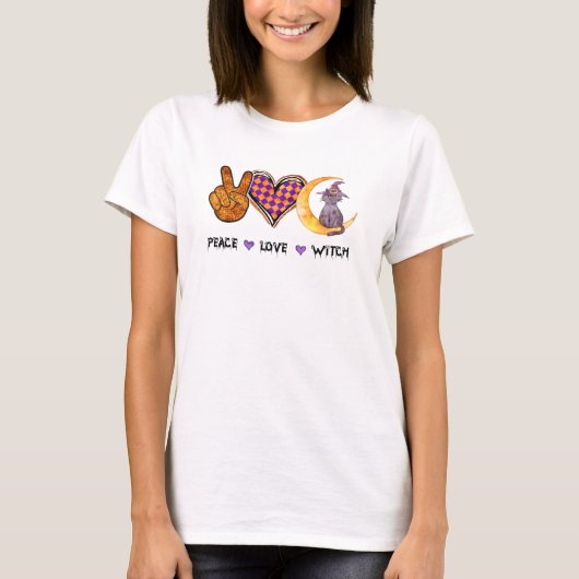 平和、愛、魔女 Tシャツ (正面)