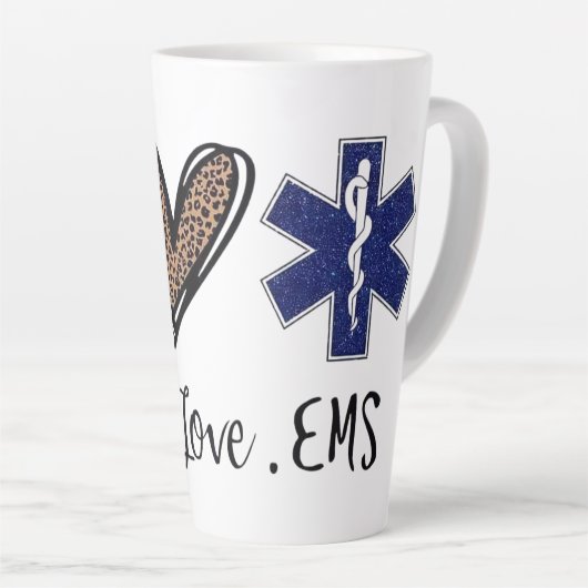 平和 – 愛 – EMS カフェラテマグ (右アングル)