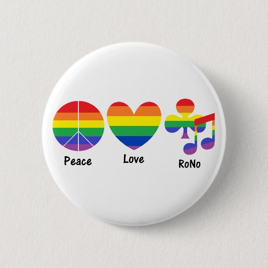 平和、愛、RoNo Pin 缶バッジ (正面)