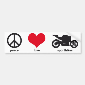 平和 • 愛 • Sportbikesのバンパーステッカー バンパーステッカー