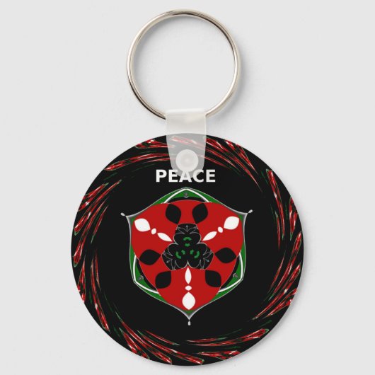 「平和：盾のエンブレム付き」アートプリント キーホルダー (正面)