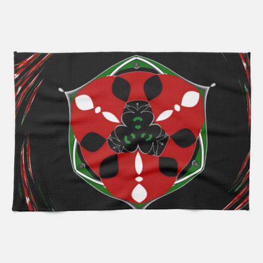 「平和：盾エンブレム付き」アートプリント キッチンタオル (横)