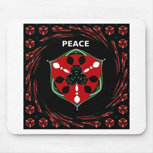 「平和：盾エンブレム付き」アートプリント マウスパッド (正面)