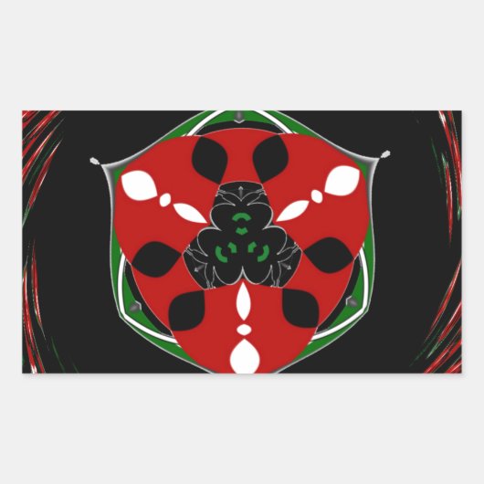 「平和:盾エンブレム付き」アートプリント 長方形シール (正面)