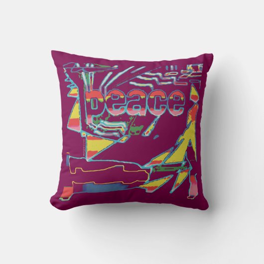 "平和"赤い感動的黄色のワイン南西 クッション (正面)