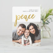 平和 | 金ゴールド書道フォトホリデーカード シーズンカード (スタンド正面)