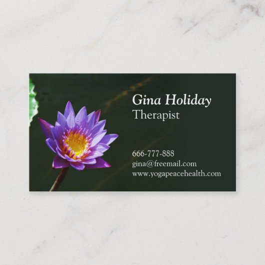 平和、静けさ、スイレン、ヨガ、黙想 名刺 (正面)