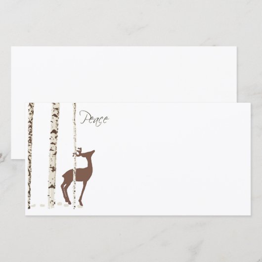 平和、鹿、樺の木{水平} (正面/裏面)