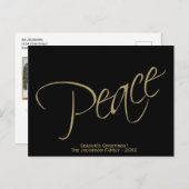 平和。黒と金ゴールドエレガントのミニマル写真 シーズンポストカード (正面/裏面)