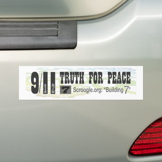 平和- Scroogle.orgのための9/11の真実: "7つを造ります バンパーステッカー (車上)