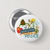 平和Abtractの芸術を想像して下さい 缶バッジ (正面&裏面)