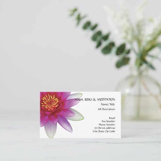 平和l美しいピンクのはすの花かスイレン 名刺 (スタンド正面)