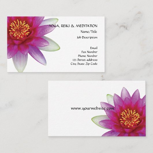 平和l美しいピンクのはすの花かスイレン 名刺 (正面/裏面)