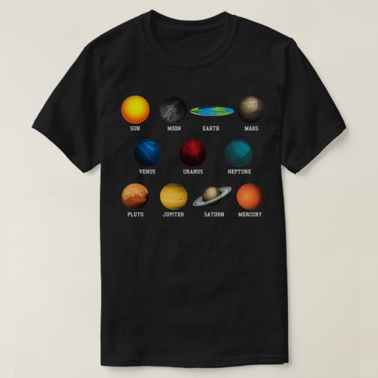 平地地球惑星平おもしろい地地球 Tシャツ (デザイン正面)
