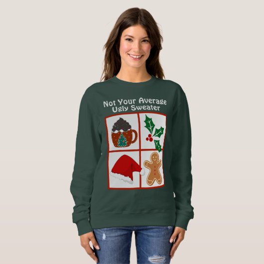 「平均じゃない」醜いクリスマスセーター スウェットシャツ (正面フル)
