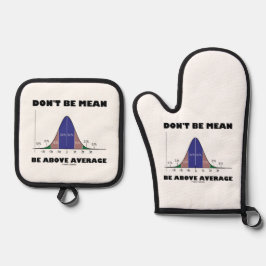 平均を上回る統計アドバイスのユーモア 鍋つかみ&鍋敷きセット