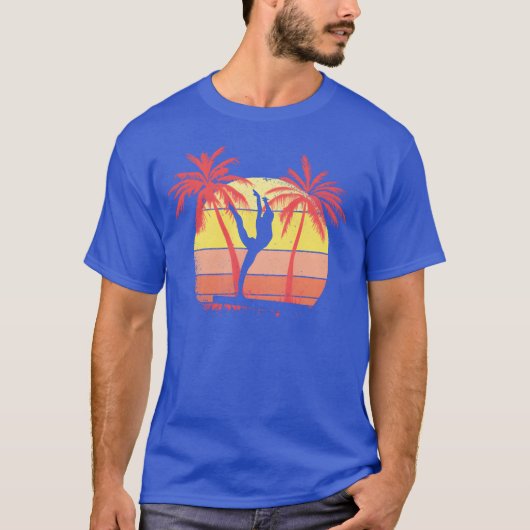 平均台上の体操少女 夏の夕日 80年代 金曜日 Tシャツ (正面)