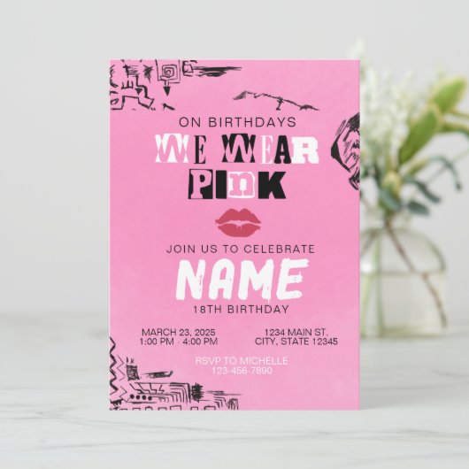 平均女子ピンク招待状 招待状 (スタンド正面)