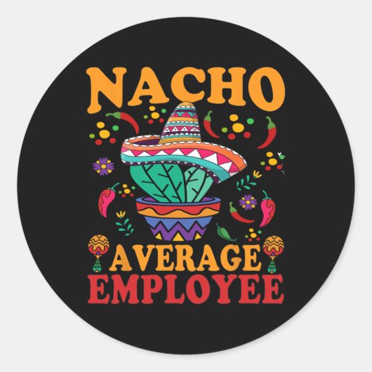 平均社員おもしろいNacho平均社員Mexi ラウンドシール (正面)