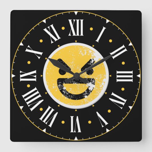 平均顔絵文字（ローマ数字内） スクエア壁時計 (正面)