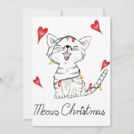 平坦なホリデーカード　ねこちゃんのクリスマス シーズンカード
