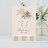 平坦な結婚式の感謝カード | ヤシの木 サンキューカード (スタンド正面)