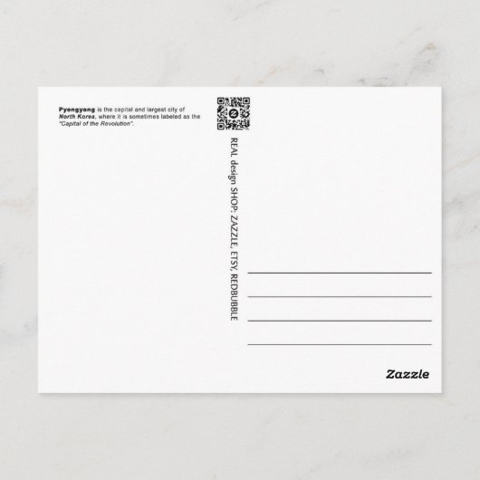 平壌、北朝鮮を訪問 ポストカード (裏面)