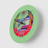 平壌、北朝鮮(DPRK)仙人王国 ラウンド壁時計 (傾斜)