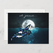 平安で～満月オルカサイケデリックトリップ（幻覚体験）のようなクジラ ポストカード (正面/裏面)