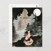 平安のうちに～キツネと満月の森 ポストカード (正面/裏面)