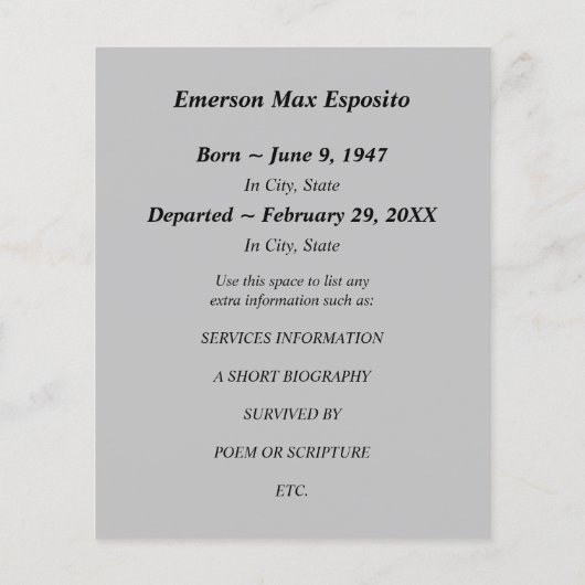 平安の葬儀に残る (裏面)