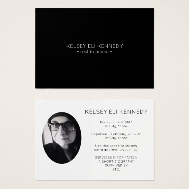 平安の葬式祈りの言葉 (正面&裏面)