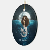 平安パーソナライズされたでマーメイド、満月のクリスマス セラミックオーナメント (左)