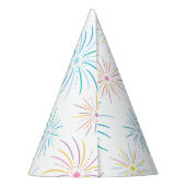 平年カラフルのお祝いパターン – 白 パーティーハット (裏面)