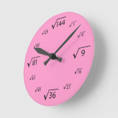 平方根の壁時計（ピンク/黒） ラウンド壁時計 (傾斜)