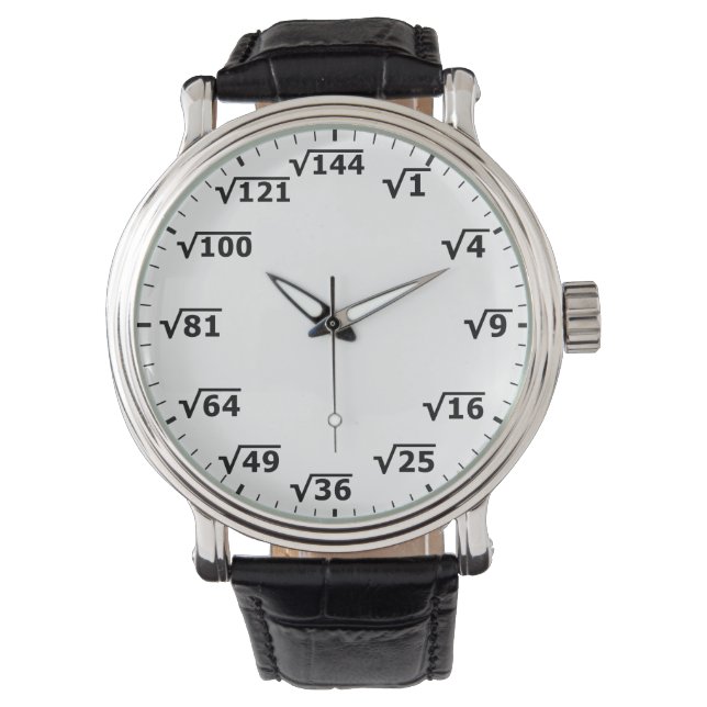 平方根クロック – 数学の数学時間 腕時計 (正面)