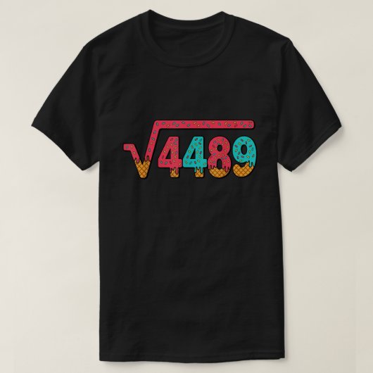 平方根4489アイスクリームミーム数学Tシャツ Tシャツ (デザイン正面)