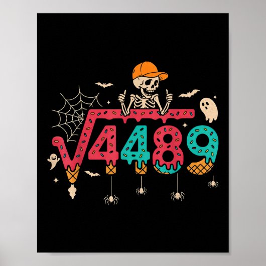 平方根4489数学教師面白い67ジョークハロウィン ポスター (正面)
