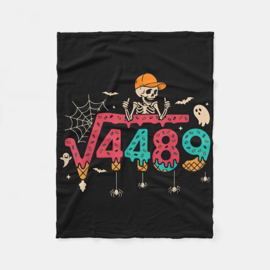平方根4489数学教師面白い67ミームハロウィン フリースブランケット (正面)