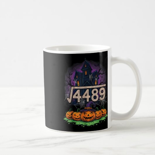 平方根4489 楽しいハロウィン ミーム 67 数学の先生 テ コーヒーマグカップ (右)