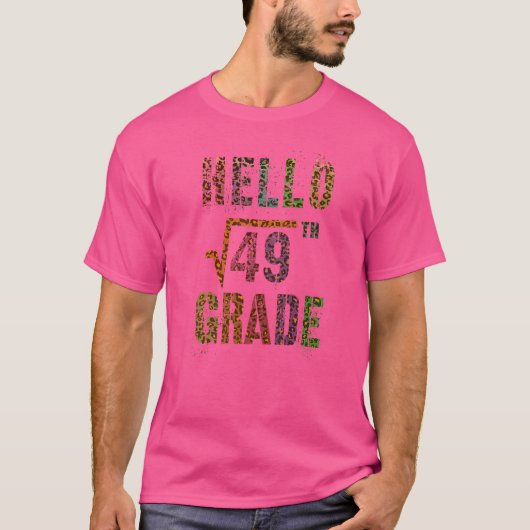 平方根49こんにちは7年生の数学スタッド先生S Tシャツ (正面)