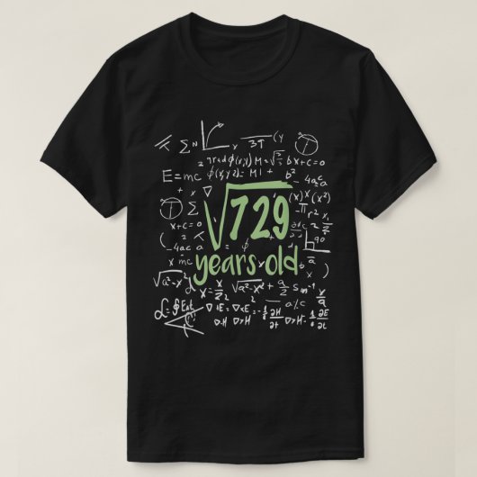 平方根729 27誕生日算数27誕生日 Tシャツ (デザイン正面)