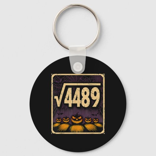 平方根 4489 ハロウィン パンプキン 数学ジョーク 6 7 S キーホルダー (正面)